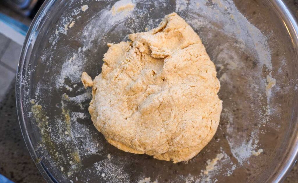 Freshly mixed whole wheat hamburger bun dough