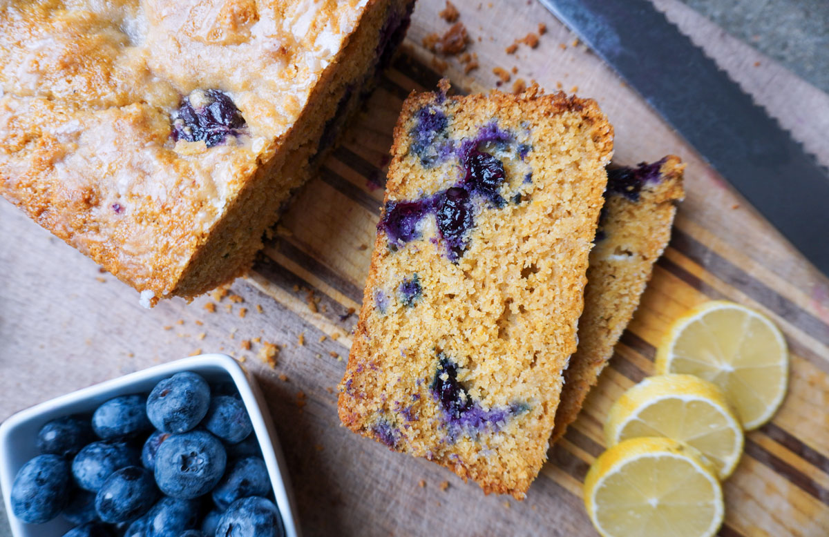Healthy Sourdough Lemon Blueberry Quick Bread (Whole Wheat)